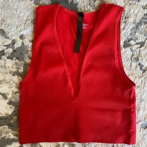 Out from Under Deep-V Crop Top in Red